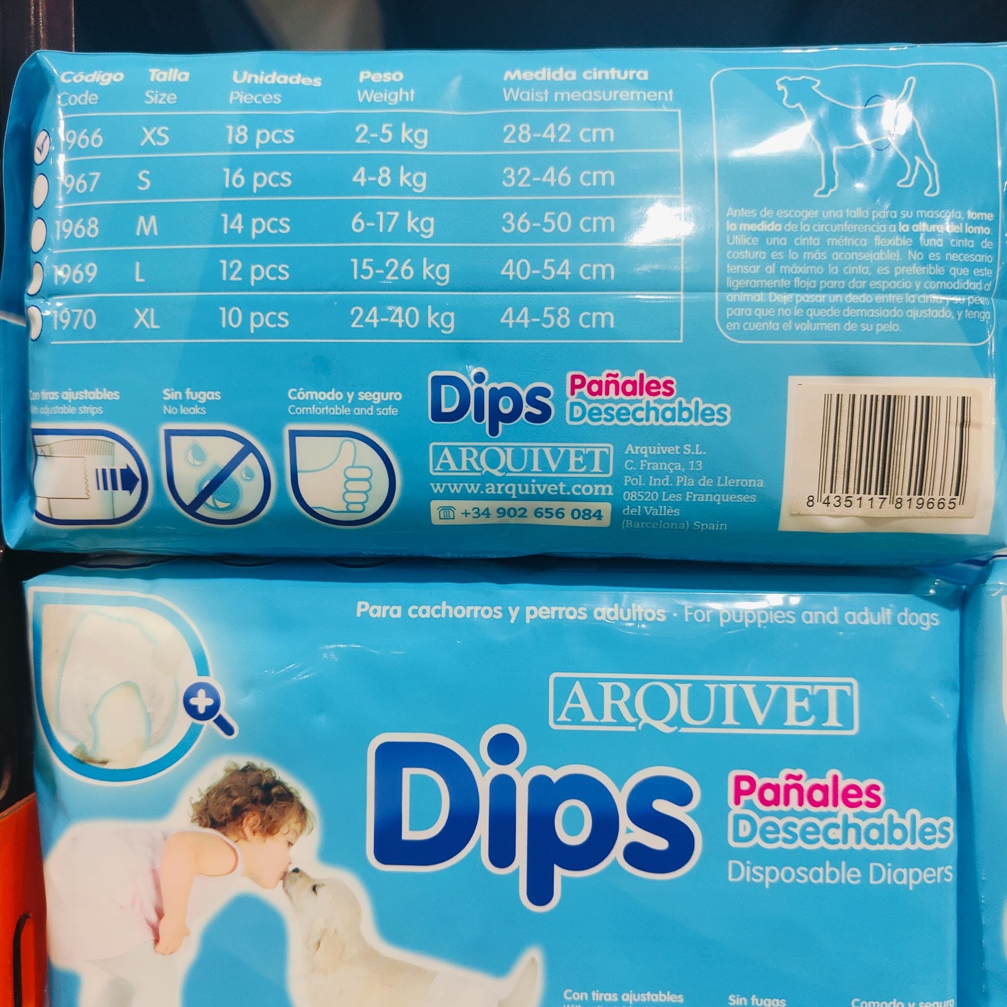 PAÑAL ARQUIDIPS TALLA XS 18 piezas.