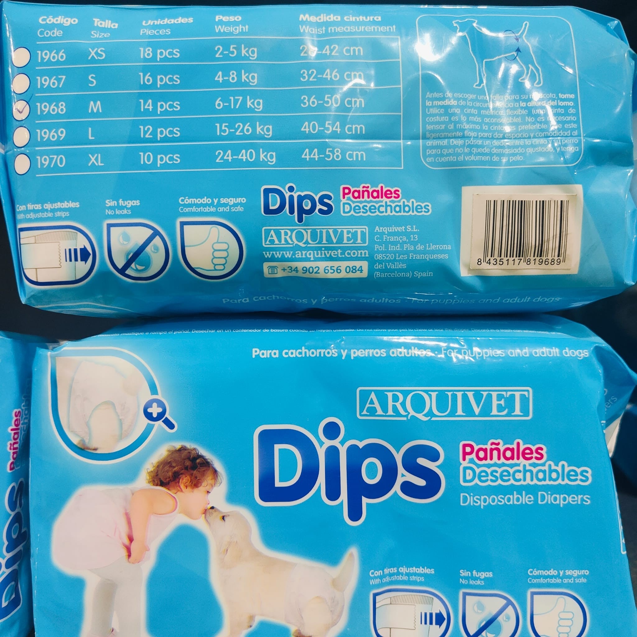 PAÑAL ARQUIDIPS TALLA XS 18 piezas.